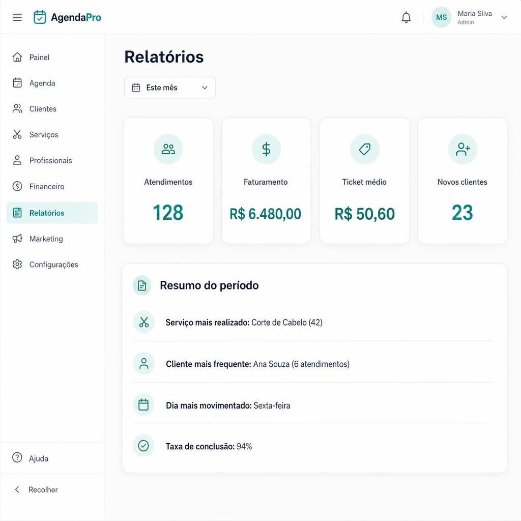 Relatórios e indicadores de produtividade de uma assistência técnica